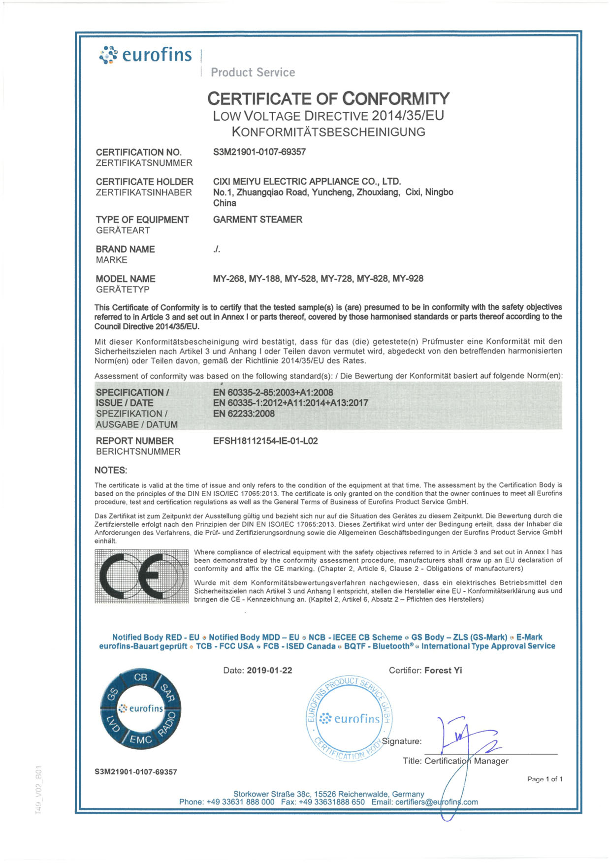 Certyfikat LVD S3M21901-0107-69357_LVD CoC